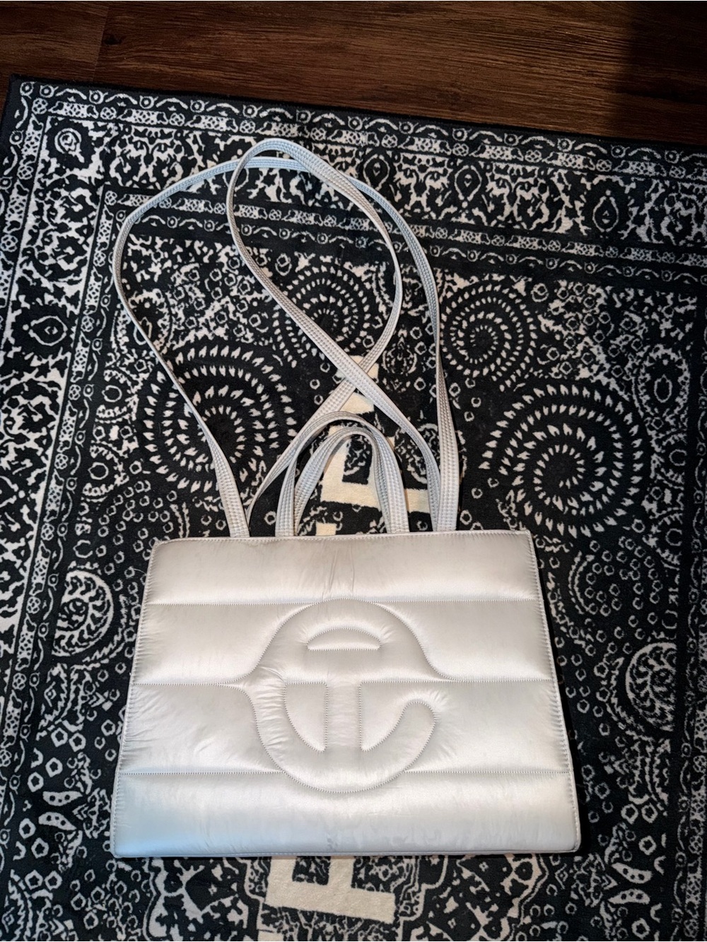 Telfar Grey Quilted Shoulder Tote with Logo Panel